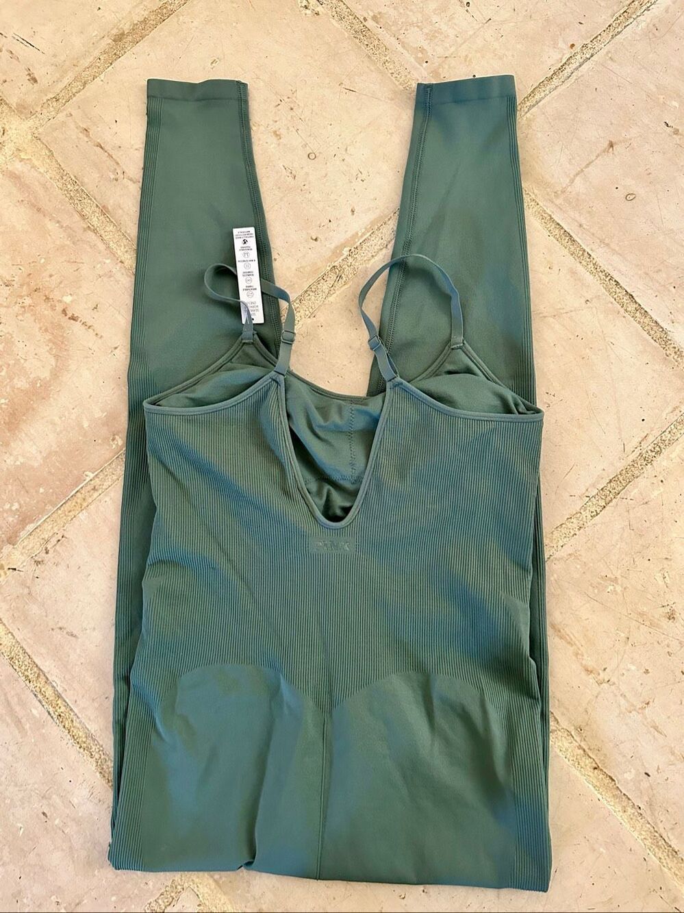 NWT Pink by Victoria’s Secret seamless workout onesie in sage green - Picture 2 of 12